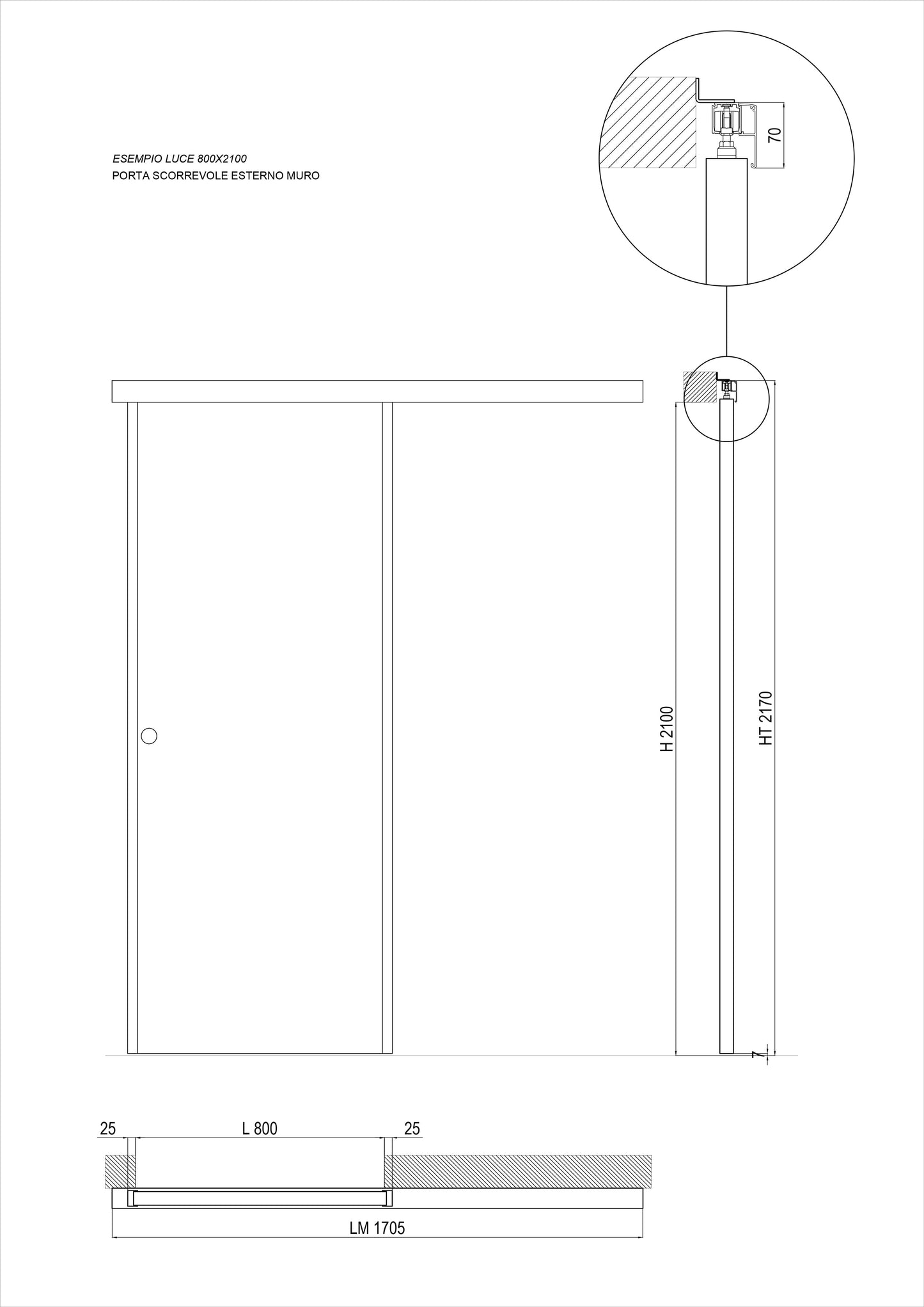 Porta da interno 1 anta scorrevole esterno muro BIANCO HD