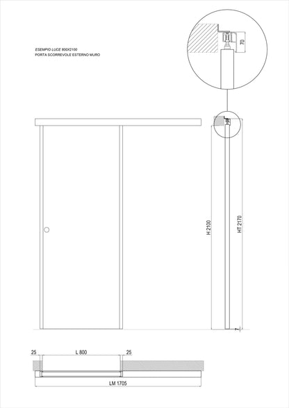Porta da interno 1 anta scorrevole esterno muro BIANCO HD