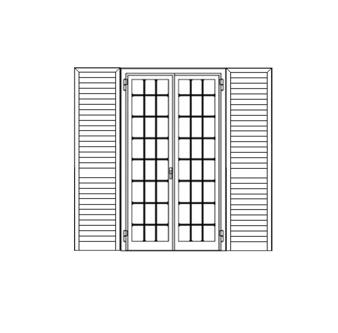 Combinato persiana BLINDATA stecche fisse + inferriata portafinestra 2 ante